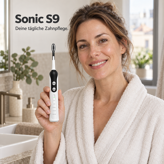 Sonic S9 Elektrische Schallzahnbürste, kabellos, wiederaufladbar über USB, Aufhellungszahnbürste, wasserdicht, automatische Ultraschall-Zahnbürste
