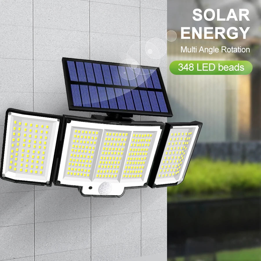234/318/348 LED-Solarleuchten, 3 Arbeitsmodi, superheller Bewegungsmelder, für den Außenbereich, IP65, wasserdicht, Flutwand-Sicherheitsleuchten, Hof