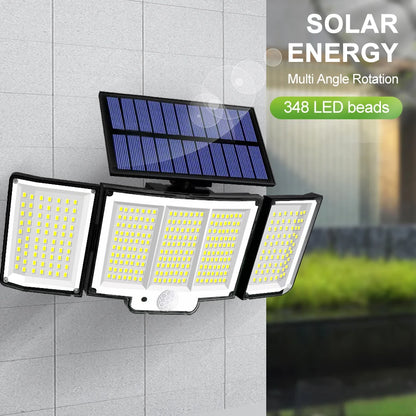 234/318/348 LED-Solarleuchten, 3 Arbeitsmodi, superheller Bewegungsmelder, für den Außenbereich, IP65, wasserdicht, Flutwand-Sicherheitsleuchten, Hof