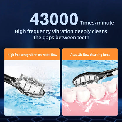 Sonic S9 Elektrische Schallzahnbürste, kabellos, wiederaufladbar über USB, Aufhellungszahnbürste, wasserdicht, automatische Ultraschall-Zahnbürste