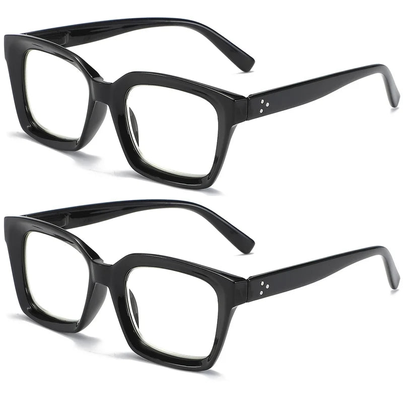 3 In 1 2PCS Progressive Multifokale Anti Blaues Licht Gläser Retro Fashion Square Gläser Übergroßen Rahmen Brillen +1,0 bis +3,0
