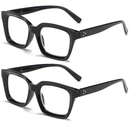 3 In 1 2PCS Progressive Multifokale Anti Blaues Licht Gläser Retro Fashion Square Gläser Übergroßen Rahmen Brillen +1,0 bis +3,0