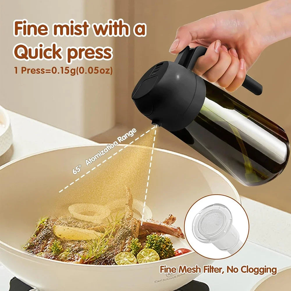470 ml/16 Unzen lichtblockierendes Sprühgerät für dunkle Öle zum Kochen, 2-in-1-Olivenölspenderflasche für die Küche, dunkelgrüne Glasölflasche