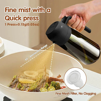 470 ml/16 Unzen lichtblockierendes Sprühgerät für dunkle Öle zum Kochen, 2-in-1-Olivenölspenderflasche für die Küche, dunkelgrüne Glasölflasche