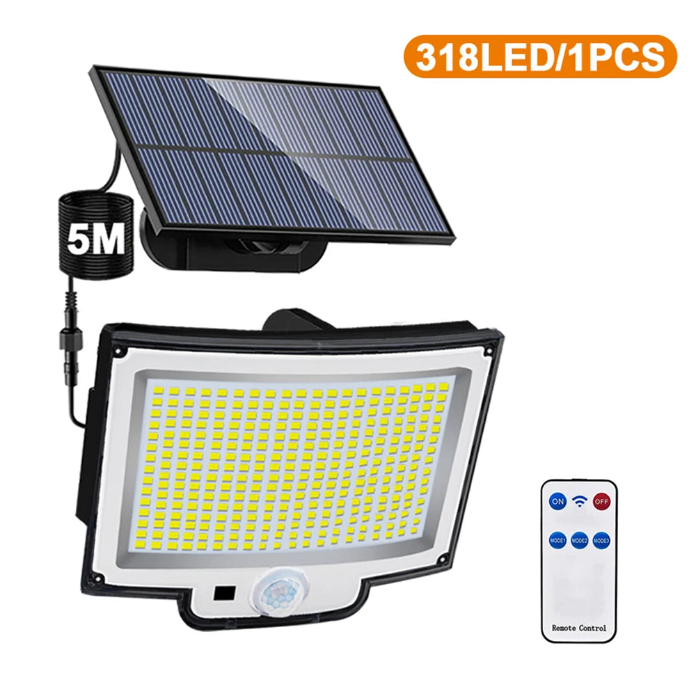234/318/348 LED-Solarleuchten, 3 Arbeitsmodi, superheller Bewegungsmelder, für den Außenbereich, IP65, wasserdicht, Flutwand-Sicherheitsleuchten, Hof