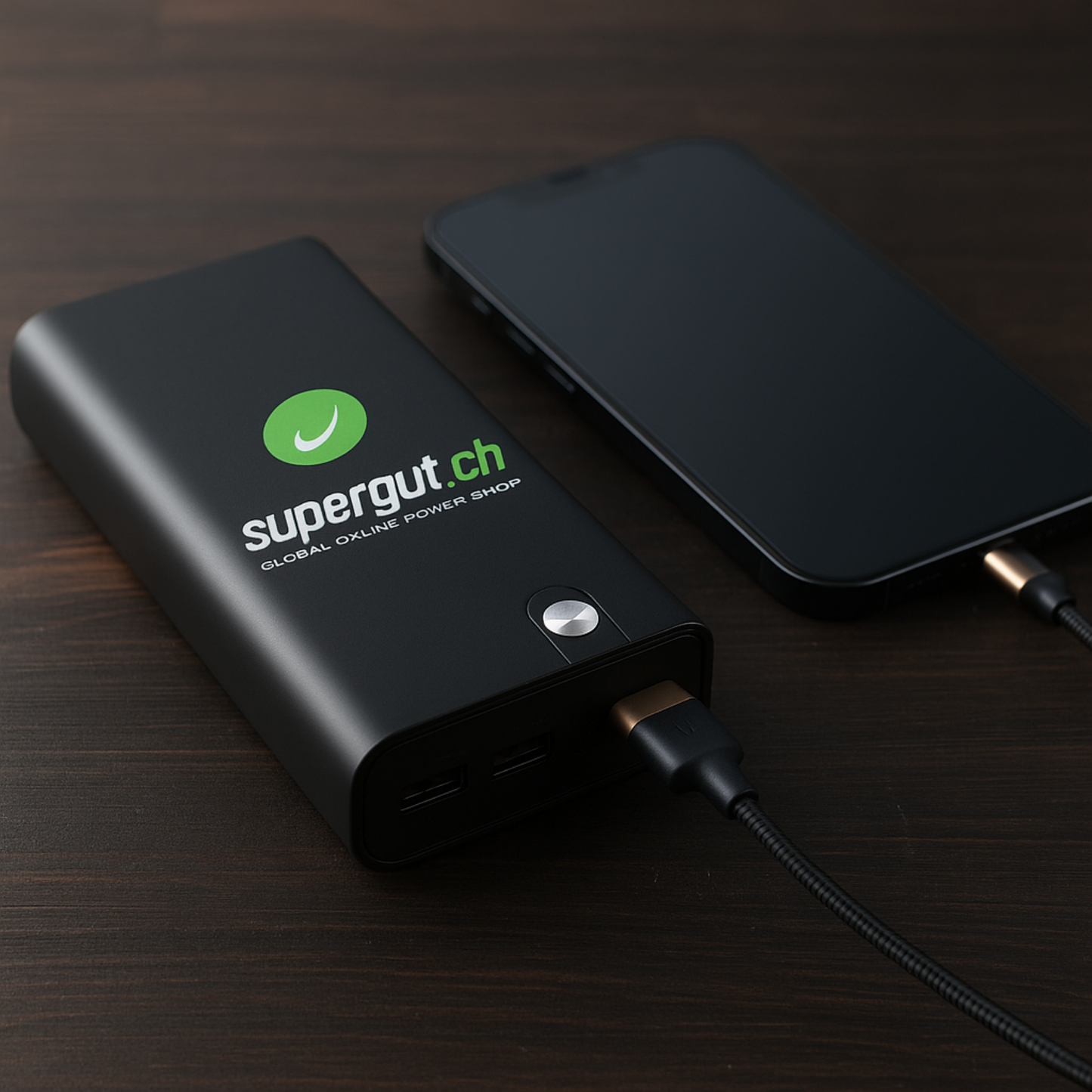 SuperCharge Pro 20'000 – Personalisierbare Powerbank (Schwarz, 20.000 mAh)