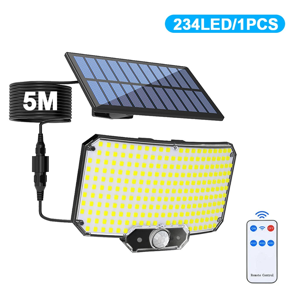 234/318/348 LED-Solarleuchten, 3 Arbeitsmodi, superheller Bewegungsmelder, für den Außenbereich, IP65, wasserdicht, Flutwand-Sicherheitsleuchten, Hof