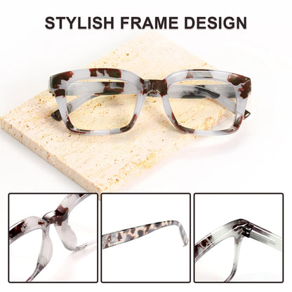 3 In 1 2PCS Progressive Multifokale Anti Blaues Licht Gläser Retro Fashion Square Gläser Übergroßen Rahmen Brillen +1,0 bis +3,0