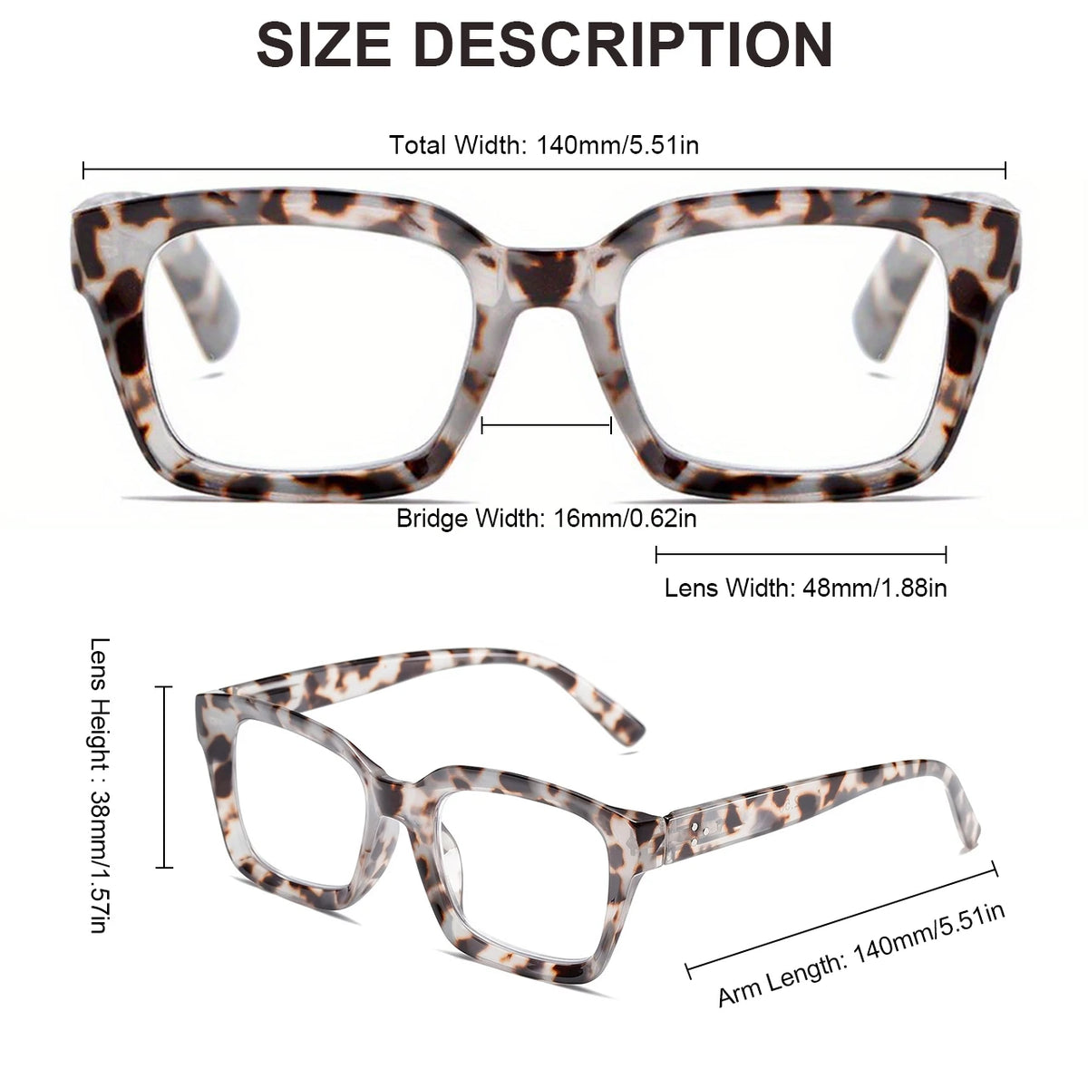 3 In 1 2PCS Progressive Multifokale Anti Blaues Licht Gläser Retro Fashion Square Gläser Übergroßen Rahmen Brillen +1,0 bis +3,0