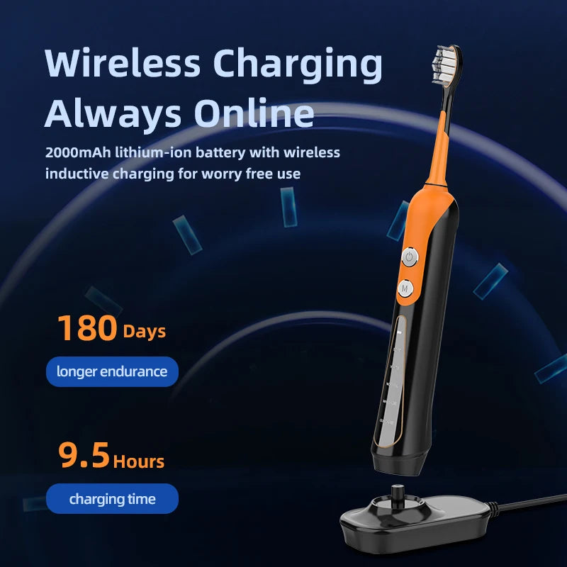 Sonic S9 Elektrische Schallzahnbürste, kabellos, wiederaufladbar über USB, Aufhellungszahnbürste, wasserdicht, automatische Ultraschall-Zahnbürste