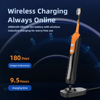 Sonic S9 Elektrische Schallzahnbürste, kabellos, wiederaufladbar über USB, Aufhellungszahnbürste, wasserdicht, automatische Ultraschall-Zahnbürste